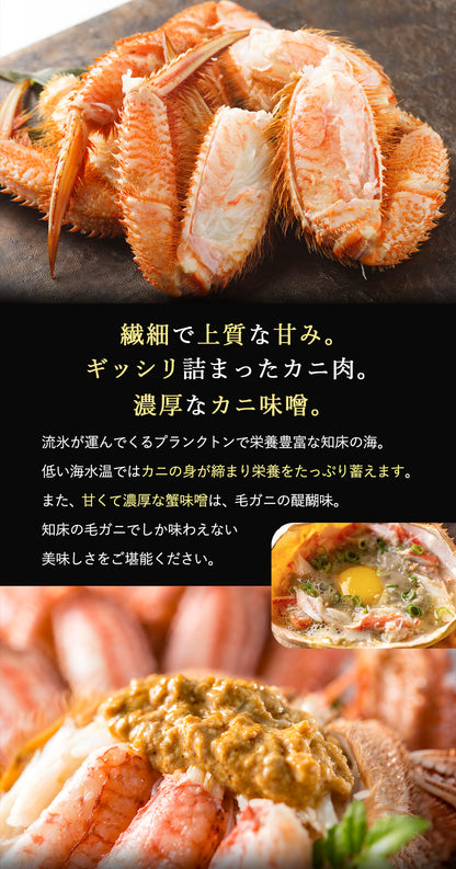毛ガニ 希少な知床産 700g～750g 【浜茹で急速冷凍 姿】 採れたての毛蟹を新鮮なうちに浜茹でに！ 毛蟹 毛カニ 毛かに 毛がに カニ 蟹 北海道