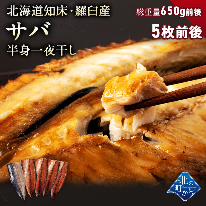 サバ半身一夜干し 5枚前後 北海道 知床・羅臼産  総重量650g前後 鯖 さば 干物 国産 天然 真空パック 焼魚 おかず