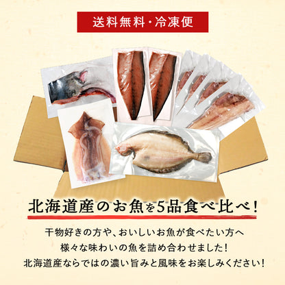 北海道産 干物セット 全5種 サバ一夜干し/ホッケ半身一夜干し/ナメタガレイ一夜干し/ブリカマ/イカ一夜干し お取り寄せ グルメ ギフト プレゼント 内祝い 国産 無添加