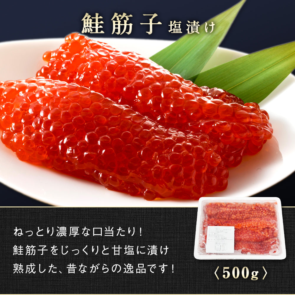 魚卵スペシャルセット 全5種 総重量2.2kg 鮭いくら醤油漬け400g/鮭筋子塩漬け500g/鮭いくら塩漬け500g/たらこ切れ子400g/明太子切れ子400g 北海道 知床・羅臼産