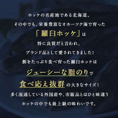 北海道 知床・羅臼産 メガホッケ 一夜干し 3枚入 （1枚あたり700g〜1.2kg）総重量2.5kg前後  ほっけ ホッケ 真ほっけ 羅臼ホッケ 干物 魚 開き 手造り お取り寄せ グルメ バーベキュー BBQ  国産 特大 超特大 メガサイズ