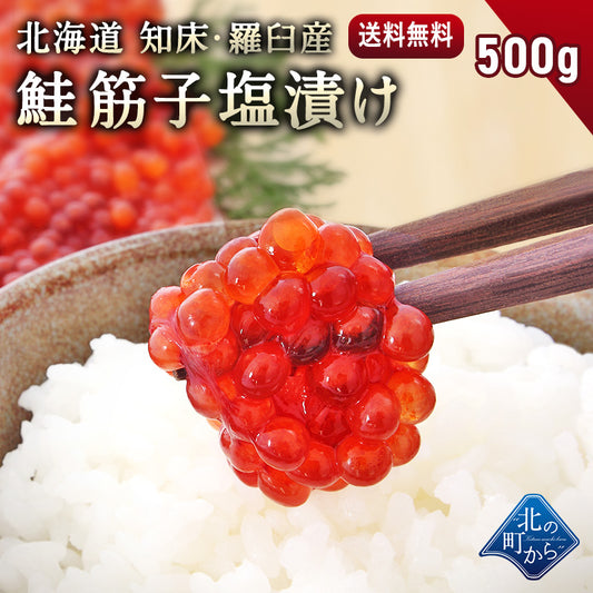 鮭筋子 500g 塩漬け 北海道 知床・羅臼産 熟成されたコクや旨味！ すじこ スジコ 筋子 塩筋子 鮭卵 魚卵 おにぎり ご飯のお供 天然 国産 お取り寄せ ギフト 送料無料